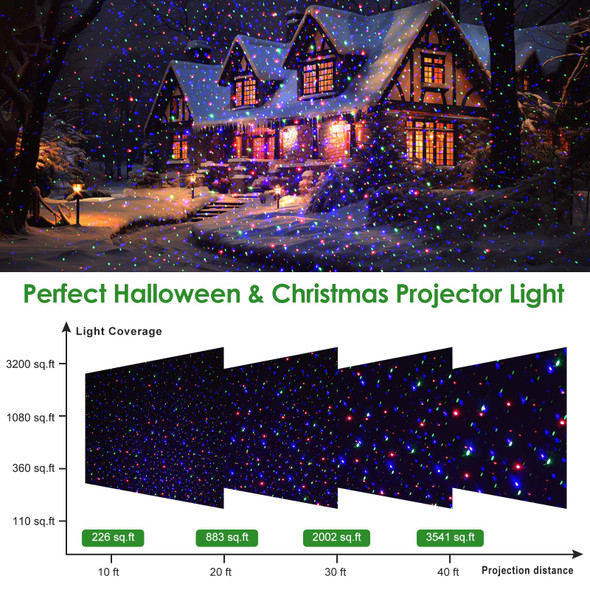 Laser Projector Lights Outdoor, Moving Red Green Blue 3 Color Starry Lights Show Laser Projection Light with RF Control, Outdoor Waterproof Holiday Decor for Party Garden Christmas Halloween
