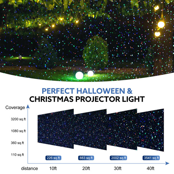 Laser Projector Lights Outdoor, Moving Red Green Blue 3 Color Starry Lights Show Laser Projection Light with RF Control, Outdoor Waterproof Holiday Decor for Party Garden Christmas Halloween Year