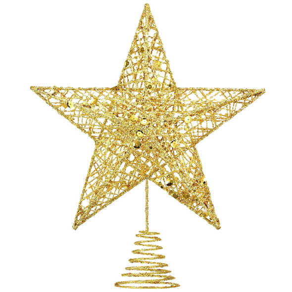 Christmas Tree Topper Star, 11.8 Inch Gold Star Tree Topper, Glittered Tree-Top Star for Christmas Tree Decoration, Holiday Ornament, Indoor Party and Home Decoration