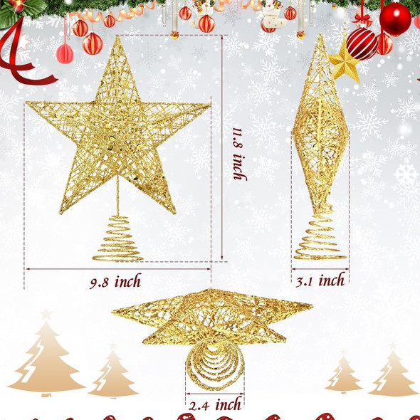 Christmas Tree Topper Star, 11.8 Inch Gold Star Tree Topper, Glittered Tree-Top Star for Christmas Tree Decoration, Holiday Ornament, Indoor Party and Home Decoration