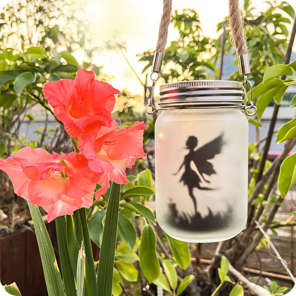 Alritz 2 Pack Solar Lantern Fairy Lights, Christmas Decorations Garden Ornament Lights for Women - Outdoor Hanging Frosted Glass Mason Jar Lights for Tree, Table, Yard, Patio, Lawn (Color)