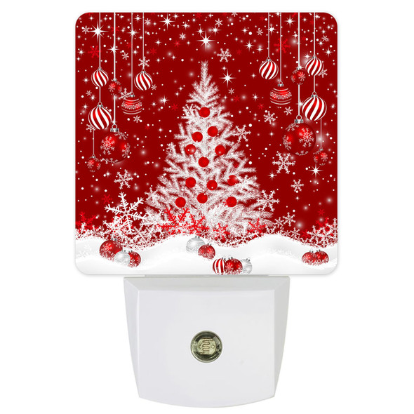 Red Christmas Plug-in LED Night Lights Xmas Snowflakes Auto Dusk-to-Dawn Sensor for Bedroom, Bathroom, Kitchen, Nursery, Hallway, Stairs, Wall Home Decor