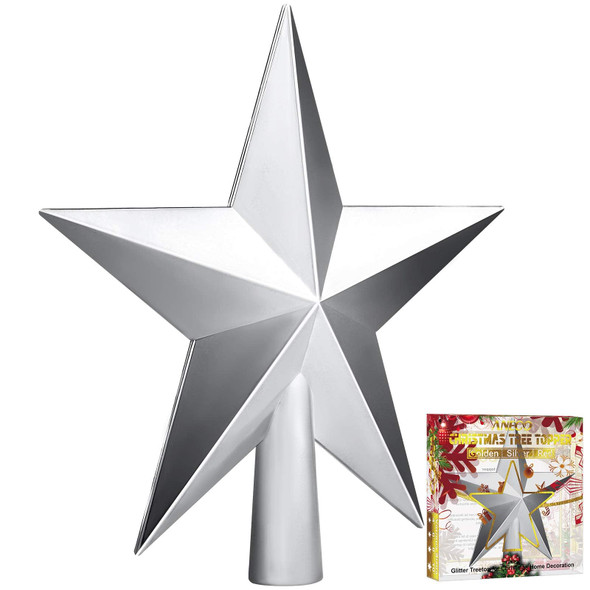 Aneco Traditional Glossy Christmas Tree Toppers Decoration Star Treetop Ornaments Holiday Decoration for Home Decor (Silver, 4 Inch) Aneco Traditional Glossy Christmas Tree Toppers Decoration Star Treetop Ornaments Holiday Decoration for Home Decor (Silver, 4 Inch)