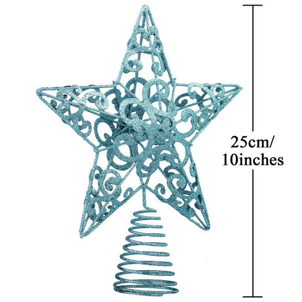 Aneco 10 Inches Christmas Treetop Star Metal Glittered Christmas Tree Topper Xmas Tree Decoration Topper for Christmas Holiday Home Office School Mall Decor, Blue Aneco 10 Inches Christmas Treetop Star Metal Glittered Christmas Tree Topper Xmas Tree Decoration Topper for Christmas Holiday Home Office School Mall Decor, Blue