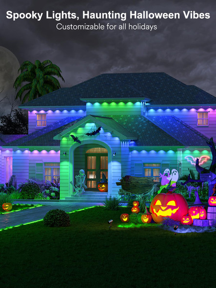 Permanent Outdoor Lights, 100ft Smart Outdoor Lights with 72 LED Lights, Cool/Warm Eaves Lights IP65 Waterproof for Christmas, Halloween, Party, Compatible with Alexa, Google Assistant
