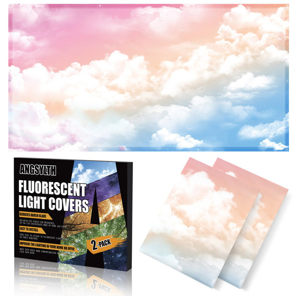 2 Pcs Fluorescent Light Covers - 4 x 2 Feet Light Covers for Ceiling lights Classroom, Magnetic Light Filters for Office, Hospitals, Home. Rainbow