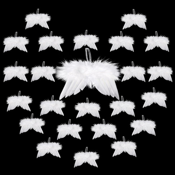 24 Pcs Christmas Angel Wings Ornament - Mini Angel Feather Hanging Decorations, White Vintage Chic Pendant for Crafts Christmas Tree Holiday Party DIY Wedding Prop (4.72 × 4.6 Inch) 24 Pcs Christmas Angel Wings Ornament - Mini Angel Feather Hanging Decorations, White Vintage Chic Pendant for Crafts Christmas Tree Holiday Party DIY Wedding Prop (4.72 × 4.6 Inch)