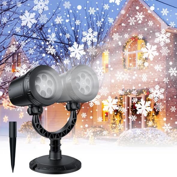 Christmas Projector Light, Double Head Snowflake Projection Lights Indoor, IP65 Waterproof Outdoor LED Snowfall Lights Decorations for Xmas, Party, Wedding, Holiday Decor
