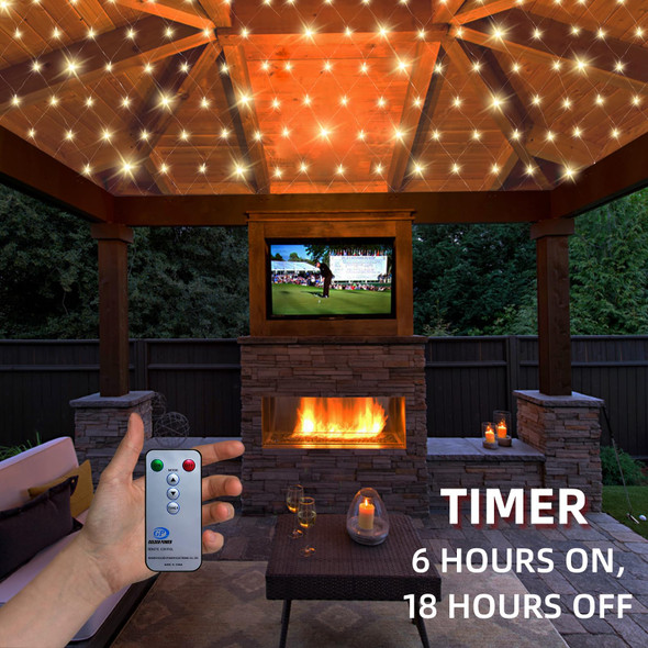 Anycosy Christmas Net Lights Outdoor, 10ft x10ft 480 LED Gazebo Lights with Remote, Timer Dimming Bush Mesh Lights Waterproof for Wedding Tent Canopy
