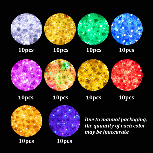 100 Pcs 10 Colors Balloon Lights, LED Assorted Colors Flash Lights, Mini Ball Lights Round LED Ball Lamp for Paper Lantern Balloon Birthday Party Wedding Halloween Christmas Decoration (Mixed Colors) 100 Pcs 10 Colors Balloon Lights, LED Assorted Colors Flash Lights, Mini Ball Lights Round LED Ball Lamp for Paper Lantern Balloon Birthday Party Wedding Halloween Christmas Decoration (Mixed Colors)