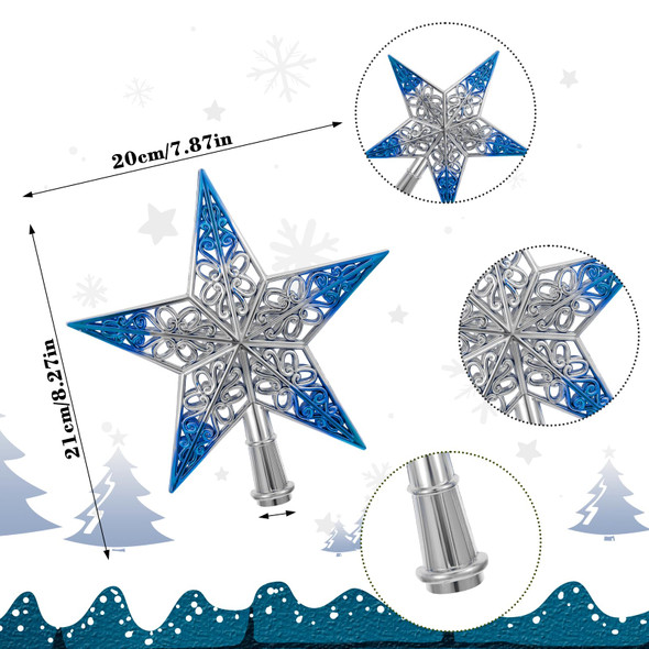 8 Inches Christmas Tree Star Topper Xmas Tree Star Topper Hollowed-Out Christmas Glitter Star Ornaments for Christmas Tree Decoration Home Decor, Silvery Blue 8 Inches Christmas Tree Star Topper Xmas Tree Star Topper Hollowed-Out Christmas Glitter Star Ornaments for Christmas Tree Decoration Home Decor, Silvery Blue
