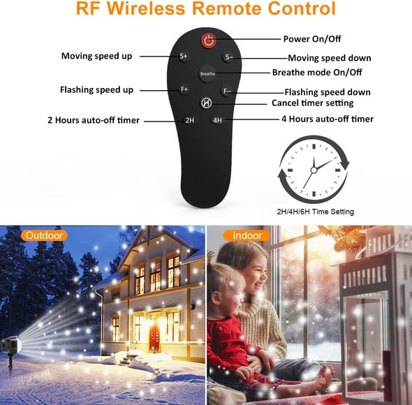Snowfall Christmas Light Projector, Indoor Outdoor Holiday Projector Lights with Remote Control, Rotating Snow Falling Projector Lamp for Halloween Xmas Wedding Garden Landscape Decorative(Snow Spots)