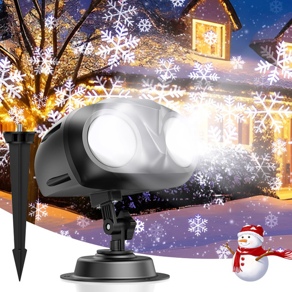 Christmas Projector Lights Outdoor, LED Snowflake Lights Projector, IP65 Waterproof Outdoor Christmas Decorations Lighting for Indoor Xmas Holiday Party Wedding Garden Patio