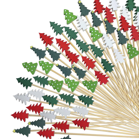 200Pcs Christmas Trees Cocktail Picks,Christmas Trees Shape Fruit Toothpick,Party Toothpicks for Appetizers Cocktail Decorations for Party Supplies