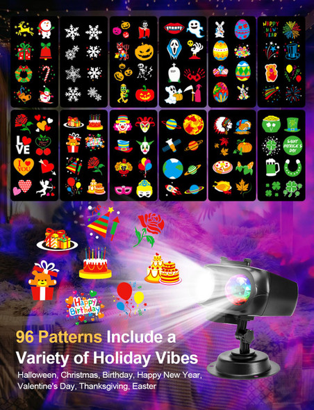 B-right Christmas Projector Lights Outdoor, 2 in 1 HD Holidays Projector Lights Outdoor with 12 Slides 96 Patterns 10 Ocean Wave Remote Timer LED Snowflake Projector for House Party Indoor Decorations B-right Christmas Projector Lights Outdoor, 2 in 1 HD Holidays Projector Lights Outdoor with 12 Slides 96 Patterns 10 Ocean Wave Remote Timer LED Snowflake Projector for House Party Indoor Decorations
