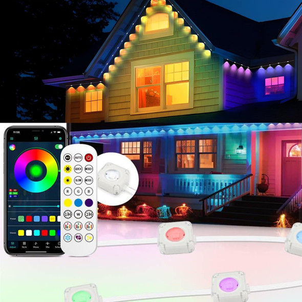 Permanent Outdoor String Lights 50ft, Smart RGB App Control Outdoor Lights with 30 LEDs, LED Eaves Lights IP67 Waterproof, House Roof Outdoor Lighting for Party, Daily, Halloween, Christmas, Garden Permanent Outdoor String Lights 50ft, Smart RGB App Control Outdoor Lights with 30 LEDs, LED Eaves Lights IP67 Waterproof, House Roof Outdoor Lighting for Party, Daily, Halloween, Christmas, Garden
