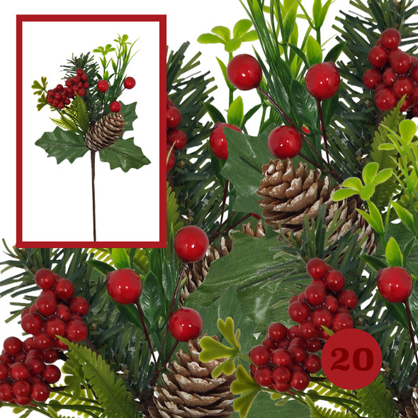 BANBERRY DESIGNS Holiday Christmas Berry Picks - 10 Pieces – Flexible Greenery Snow Tipped Pinecone Red Berries 9" L BANBERRY DESIGNS Holiday Christmas Berry Picks - 10 Pieces – Flexible Greenery Snow Tipped Pinecone Red Berries 9" L
