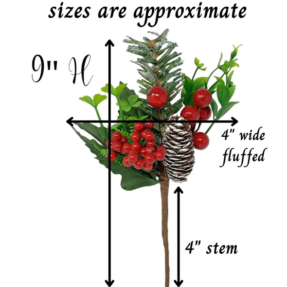 BANBERRY DESIGNS Holiday Christmas Berry Picks - 10 Pieces – Flexible Greenery Snow Tipped Pinecone Red Berries 9" L BANBERRY DESIGNS Holiday Christmas Berry Picks - 10 Pieces – Flexible Greenery Snow Tipped Pinecone Red Berries 9" L