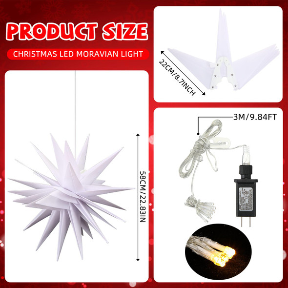 23.62 Inch 36 Angle Large Moravian Light Tree Topper White Moravian Star Shaped Light Plastic LED Christmas Light 3D Star Lantern Hanging Star Hanging Outdoor Christmas Light Advent Star 23.62 Inch 36 Angle Large Moravian Light Tree Topper White Moravian Star Shaped Light Plastic LED Christmas Light 3D Star Lantern Hanging Star Hanging Outdoor Christmas Light Advent Star