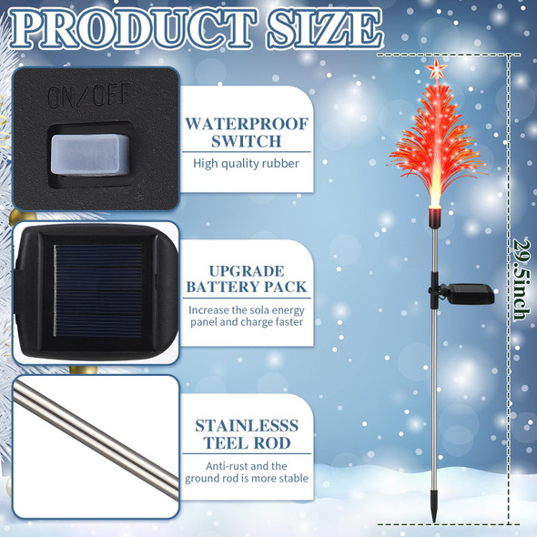 2 Pcs Solar Christmas Tree Garden Stake Lights Outdoor Christmas Tree Lighted Yard Decorations Multicolor LED Solar Stakes for Pathway Lawn Patio Xmas Ornament(Bright Style) 2 Pcs Solar Christmas Tree Garden Stake Lights Outdoor Christmas Tree Lighted Yard Decorations Multicolor LED Solar Stakes for Pathway Lawn Patio Xmas Ornament(Bright Style)