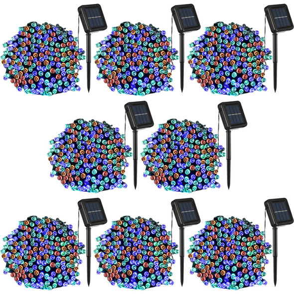 8 Pcs Solar Christmas Lights Outdoor Waterproof Total 680 FT 1920 LED Solar String Lights with 8 Modes for Xmas, Garden, Patio, Yard, Wedding, Tree, Party Decorations(Multicolor)
