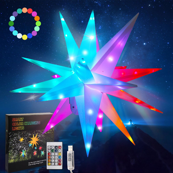 Christmas Star Tree Topper Moravian Star Light, LED Bluetooth App & RGB Remote Control Star Lights, Music Sync Color Changing, Indoor and Outdoor Hanging Xmas Bethlehem Star(20 inch) Christmas Star Tree Topper Moravian Star Light, LED Bluetooth App & RGB Remote Control Star Lights, Music Sync Color Changing, Indoor and Outdoor Hanging Xmas Bethlehem Star(20 inch)