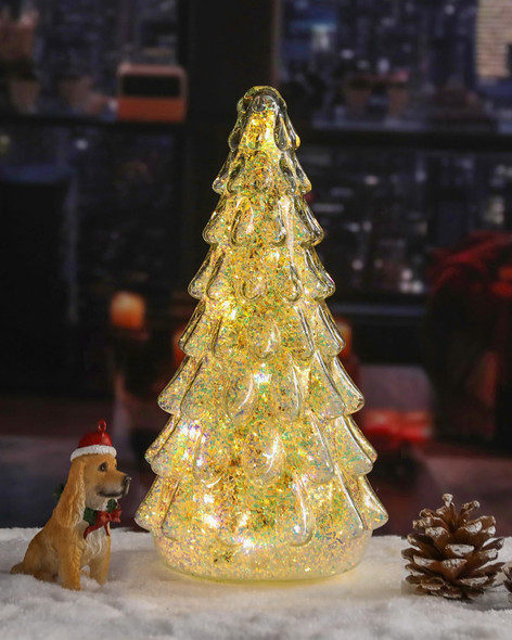Bdor Arcylic Christmas Tree，Prelit Tabletop Mini White Christmas Tree with Topper Star Musical Ornament for Best Desk Decoration
