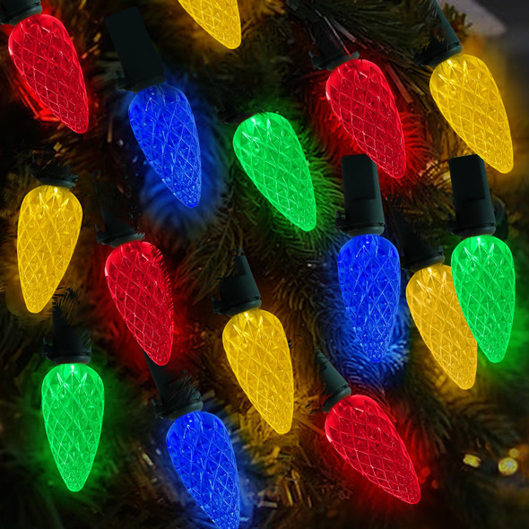Christmas Decorations Solar Strawberry String Lights Outdoor,50LED Multicolor C6 Strawberry with Christmas s Decor,Waterproof Solar Christmas Lights for Home,Porch,Tree,Roofline Decor