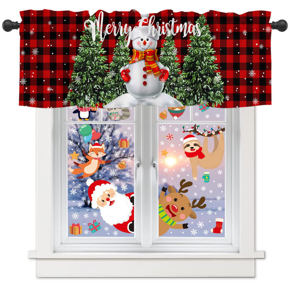 Christmas Valance for Windows Snowman with Xmas Tree Window Toppers Valances Rod Pocket 1 Panel Red Buffalo Plaid Check Window Treatments for Kitchen Bathroom Bedroom 54 x 18 inch Christmas Valance for Windows Snowman with Xmas Tree Window Toppers Valances Rod Pocket 1 Panel Red Buffalo Plaid Check Window Treatments for Kitchen Bathroom Bedroom 54 x 18 inch
