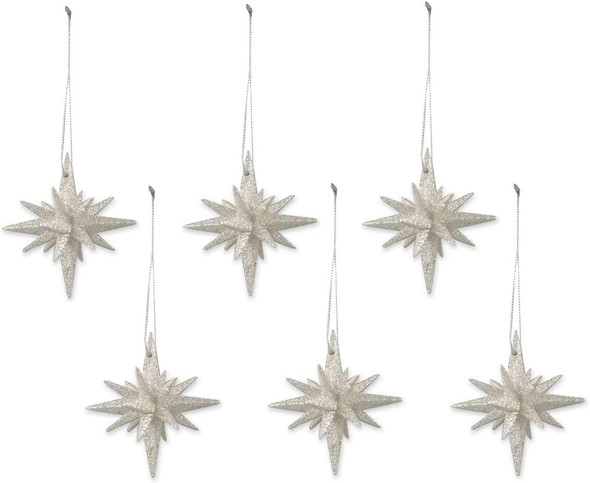 Bethany Lowe Platinum Sparkle Moravian Star Set of 6 Bethany Lowe Platinum Sparkle Moravian Star Set of 6