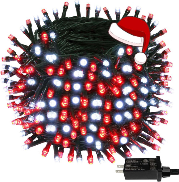 BHCLIGHT 95FT 240 LED Green Wire Christmas Lights for Outdoor/Indoor, Christmas Tree Lights with 8 Lighting Modes, Plug in String Lights for Christmas Decorations Party Wedding (Red&Cool White)