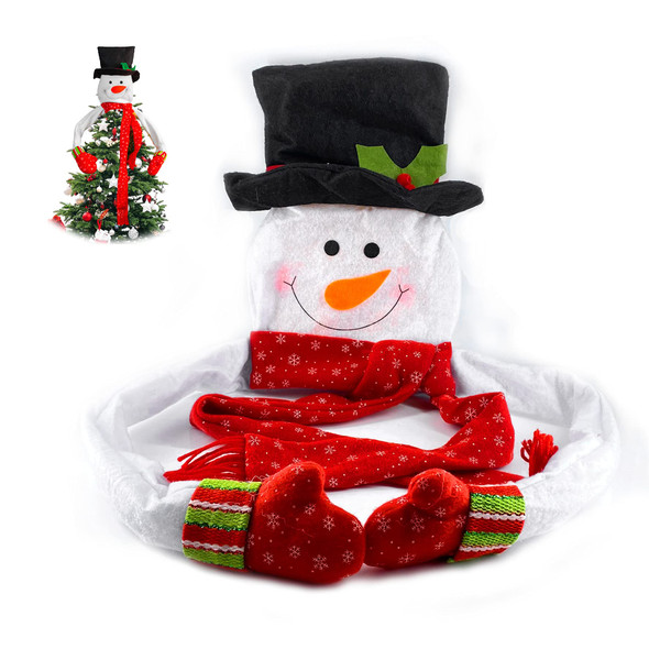Bimkole Christmas Tree Topper Snowman Hugger Xmas Holiday Home Decoration with Large Hat Winter Wonderland Party Decoration Ornament Supplies