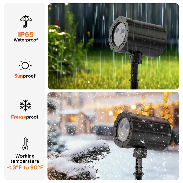 Christmas Projector Lights Outdoor, LED Waterproof Projector Lights, 3 Modes with Remote Control Outdoor Christmas Projector for Christmas Decorations Outdoor Yard Holiday Party