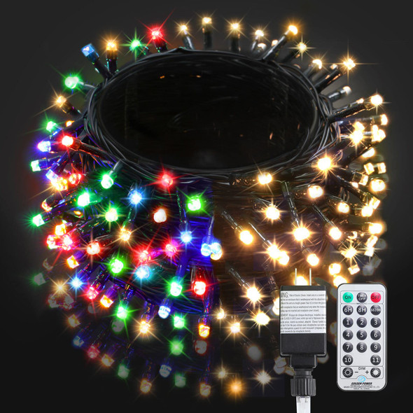 BlcTec Christmas Lights, 300 LED 108FT Color Changing Christmas Tree Lights with Remote, 11 Modes, Timer & Waterproof, Connectable Christmas String Lights for Xmas Decorations, Warm White & Multicolor
