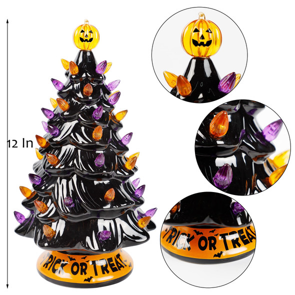 Blissun 12" Halloween Decorations Ceramic Tree, Hand-Painted Black Christmas Tree, Battery Powered Tabletop Halloween Lighted Ceramic Tree for Indoor Office Home Halloween Decorations Blissun 12" Halloween Decorations Ceramic Tree, Hand-Painted Black Christmas Tree, Battery Powered Tabletop Halloween Lighted Ceramic Tree for Indoor Office Home Halloween Decorations