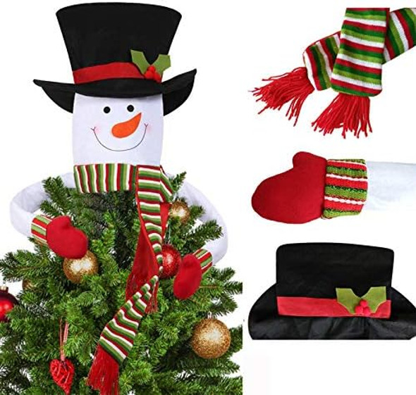Christmas Tree Topper Snowman Top Hugger for Xmas Tree Holiday Decorations Winter Wonderland Decoration Year Decorations Ornament with Hat Shawl and Poseable Arms Christmas Tree Topper Snowman Top Hugger for Xmas Tree Holiday Decorations Winter Wonderland Decoration Year Decorations Ornament with Hat Shawl and Poseable Arms