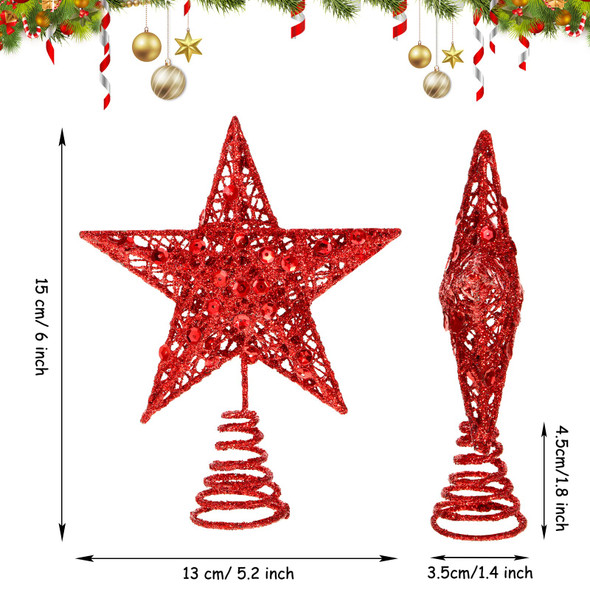 6 Inches Star Tree Topper Exquisite Shimmery Christmas Tree Topper for Christmas Tree Decoration (Red) 6 Inches Star Tree Topper Exquisite Shimmery Christmas Tree Topper for Christmas Tree Decoration (Red)