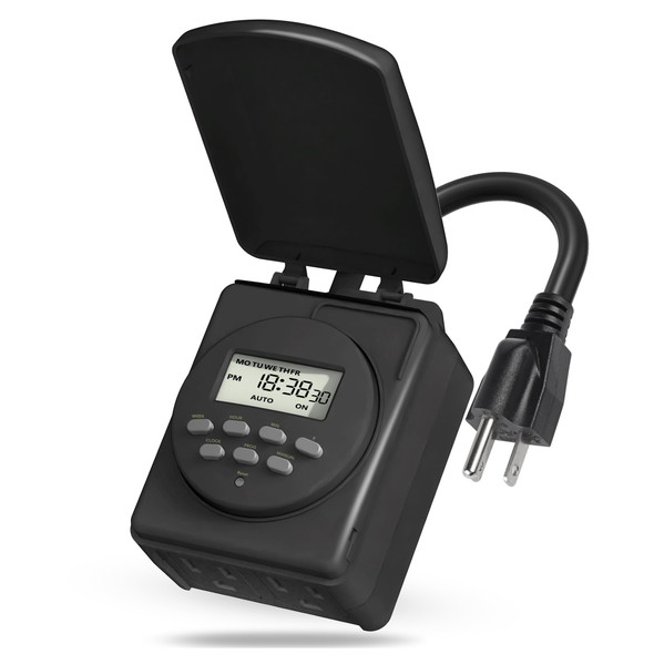 BN-LINK 7 Day Outdoor Heavy Duty Digital Programmable Timer BND/U78, 125VAC, 60Hz, Dual Outlet, Weatherproof, Heavy Duty, Accurate for Lamps Ponds Christmas Lights 1875W 1/2HP ETL Listed BN-LINK 7 Day Outdoor Heavy Duty Digital Programmable Timer BND/U78, 125VAC, 60Hz, Dual Outlet, Weatherproof, Heavy Duty, Accurate for Lamps Ponds Christmas Lights 1875W 1/2HP ETL Listed