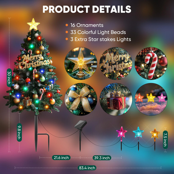 Solar Christmas Decorations Outdoor, 2 Pack 30 Inch Solar Christmas Tree Outdoor Waterproof, Artificial Pine Outdoor Christmas Trees for Yard with Christmas Ornaments, Small Christmas Tree with Lights Solar Christmas Decorations Outdoor, 2 Pack 30 Inch Solar Christmas Tree Outdoor Waterproof, Artificial Pine Outdoor Christmas Trees for Yard with Christmas Ornaments, Small Christmas Tree with Lights