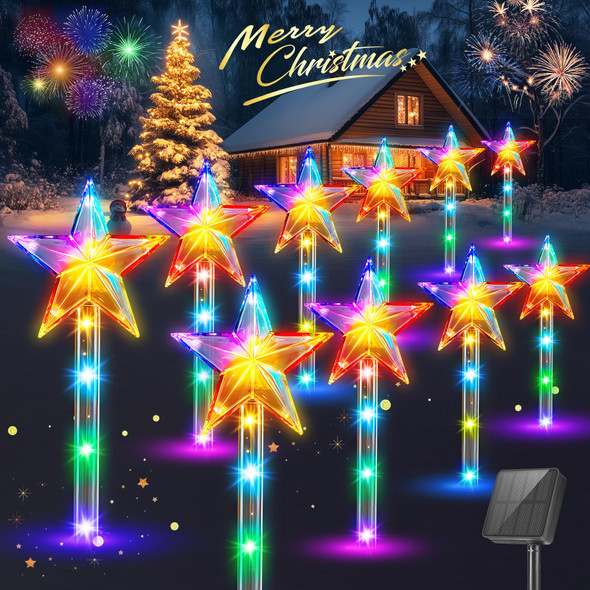Outdoor Christmas Decorations, 8 Pack Solar Christmas Lights Outdoor Waterproof, Solar Christmas Decorations Outdoor with 8 Modes, Christmas Yard Decorations, Christmas Solar Lights Outdoor Pathway