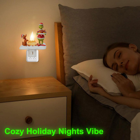 Grinnch Christmas Decorations, Ghost Campfire Flickering Nightlight Grinnch Holding Food Ornaments, Christmas Night Lights Plug into Wall Decorations for Wall Party Bedroom Living Room Hallway Grinnch Christmas Decorations, Ghost Campfire Flickering Nightlight Grinnch Holding Food Ornaments, Christmas Night Lights Plug into Wall Decorations for Wall Party Bedroom Living Room Hallway