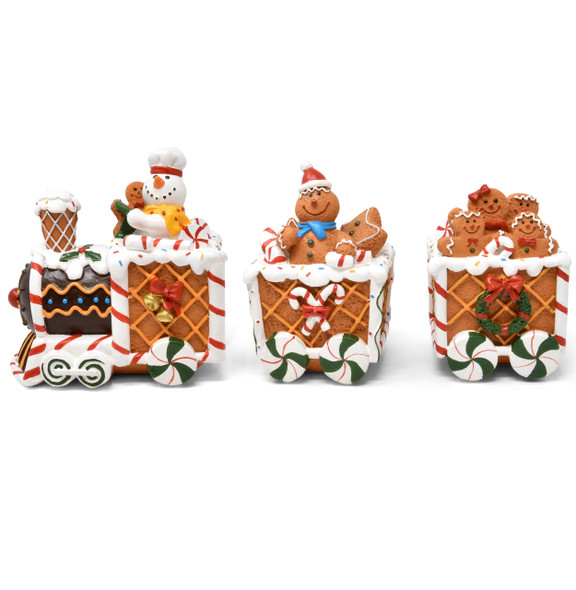 Boutique Christmas Gingerbread Express Train Table Decor 3 Piece Resin Holiday Xmas Trains Figurine Shelf Sitter Tabletop Centerpiece Party Supplies Decoration Boutique Christmas Gingerbread Express Train Table Decor 3 Piece Resin Holiday Xmas Trains Figurine Shelf Sitter Tabletop Centerpiece Party Supplies Decoration