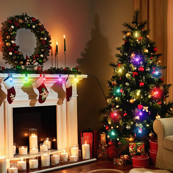 C9 Multicolor Christmas String Lights Outdoor, 100FT Connectable Vintage Christmas Lights for Outside, Waterproof Light String for Indoor, Patio, Holiday, Party, Yard, 51 Colorful Bulbs, Green Wire C9 Multicolor Christmas String Lights Outdoor, 100FT Connectable Vintage Christmas Lights for Outside, Waterproof Light String for Indoor, Patio, Holiday, Party, Yard, 51 Colorful Bulbs, Green Wire