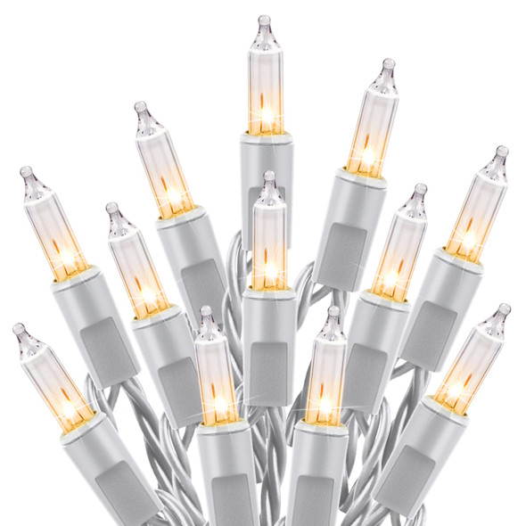 Brightown String Lights with 100 Clear Bulbs on White Wire - 26.5 FT Waterproof Connectable Christmas Tree Lights for Indoor Outdoor Use Party Holiday Patio Decorations Brightown String Lights with 100 Clear Bulbs on White Wire - 26.5 FT Waterproof Connectable Christmas Tree Lights for Indoor Outdoor Use Party Holiday Patio Decorations