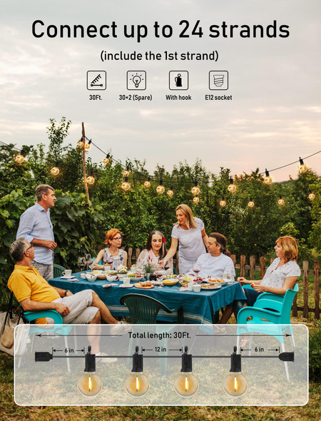 Brightown Outdoor String Lights - Globe Patio Lights 30 Ft with 30 G40 Shatterproof Bulbs, Waterproof Connectable Commercial Hanging Lights for Backyard, Bistro, Porch, Cafe, Deck Brightown Outdoor String Lights - Globe Patio Lights 30 Ft with 30 G40 Shatterproof Bulbs, Waterproof Connectable Commercial Hanging Lights for Backyard, Bistro, Porch, Cafe, Deck