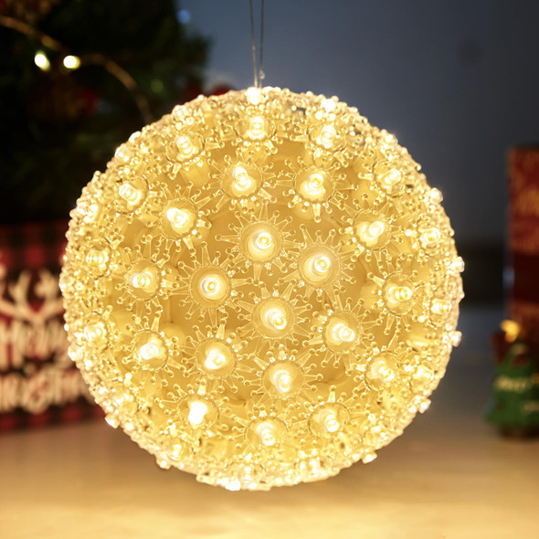 Brightown 6" Christmas Lighted Sphere Balls, 100 LED Warm White Starlight Ball - Plug-in Waterproof Outdoor & Indoor Christmas Holiday Decoration Brightown 6" Christmas Lighted Sphere Balls, 100 LED Warm White Starlight Ball - Plug-in Waterproof Outdoor & Indoor Christmas Holiday Decoration