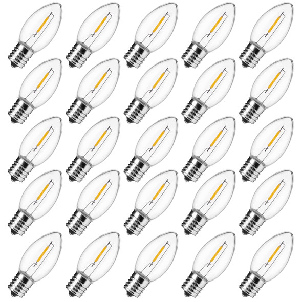 Brightown 25 Pack C9 LED Christmas Light Bulbs, Warm White Plastic C9 Shatterproof LED Bulbs Replacement for Christmas String Lights, E17 Intermediate Base,Commercial Dimmable Holiday Christmas Lights Brightown 25 Pack C9 LED Christmas Light Bulbs, Warm White Plastic C9 Shatterproof LED Bulbs Replacement for Christmas String Lights, E17 Intermediate Base,Commercial Dimmable Holiday Christmas Lights