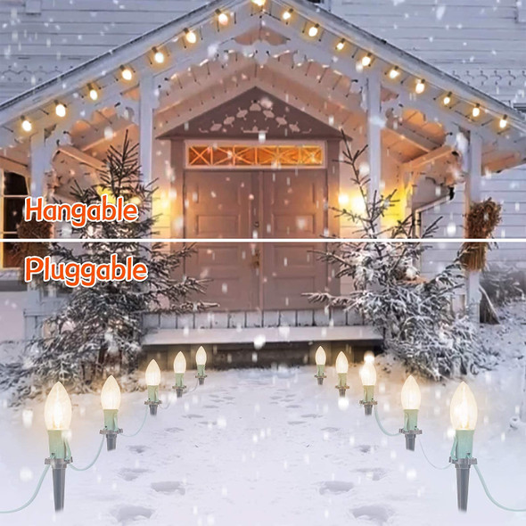Christmas Pathway Lights Outdoor, 26 FT Connectable C9 LED Christmas Lights Outdoor, Waterproof String Lights with 20 Led Lights and Stakes, Christmas Decorations for Walkway Driveway, Warm White Christmas Pathway Lights Outdoor, 26 FT Connectable C9 LED Christmas Lights Outdoor, Waterproof String Lights with 20 Led Lights and Stakes, Christmas Decorations for Walkway Driveway, Warm White