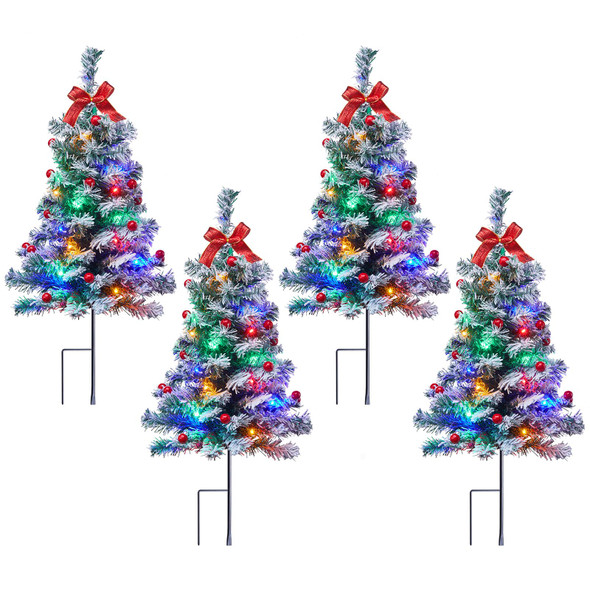 Outdoor Christmas Tree, 4 Packs 30 Inch Snow Flocked Outdoor Christmas Trees for Yard Sidewalk Driveway Walkway Grave Outside Christmas Tree Outdoor Christmas Tree, 4 Packs 30 Inch Snow Flocked Outdoor Christmas Trees for Yard Sidewalk Driveway Walkway Grave Outside Christmas Tree
