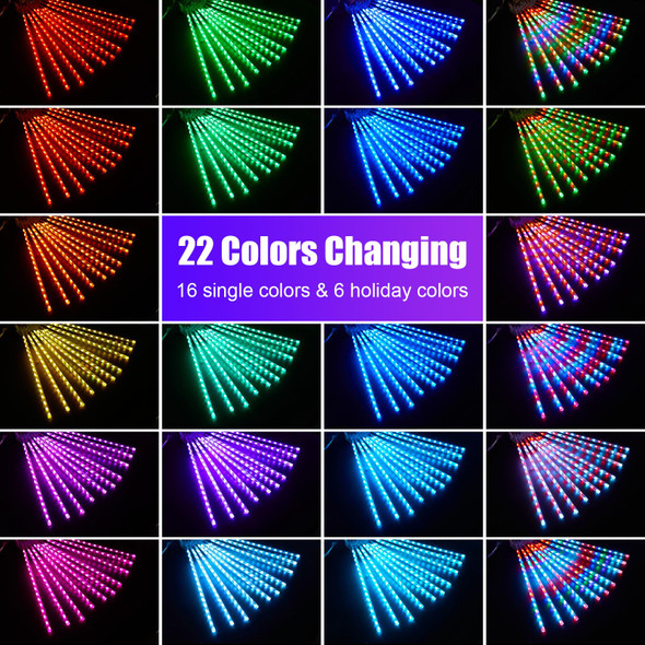 Brightown Meteor Shower Lights Outdoor Color Changing, 16Inch 20 Tubes 320 LED Icicle Lights with Remote,Timer, Waterproof Falling Rain Lights,Meteor Christmas Lights Outdoor Decoration, 22 Colors Brightown Meteor Shower Lights Outdoor Color Changing, 16Inch 20 Tubes 320 LED Icicle Lights with Remote,Timer, Waterproof Falling Rain Lights,Meteor Christmas Lights Outdoor Decoration, 22 Colors